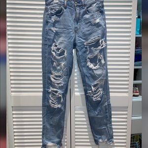 Very distressed mom jeans
